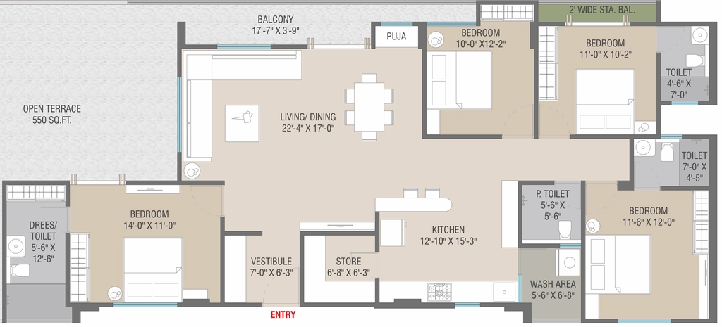 4 BHK Flat in Om Exotica in Waghodia Road, Vadodara - Image 928536