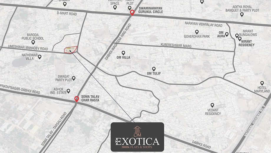 Location of Om Exotica in Waghodia Road, Vadodara - Image 428631
