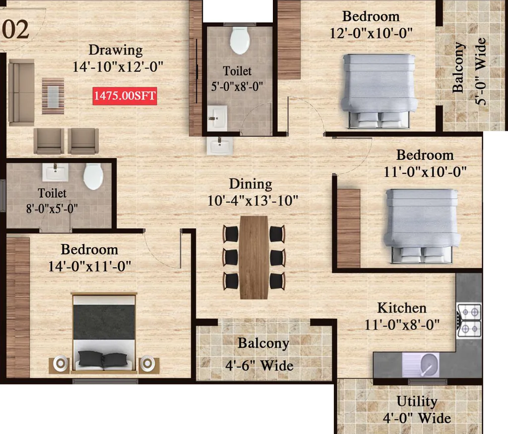 3 BHK Flat in Sri Sai The Pearl Paradise in Visthar, Bangalore - Image 928539