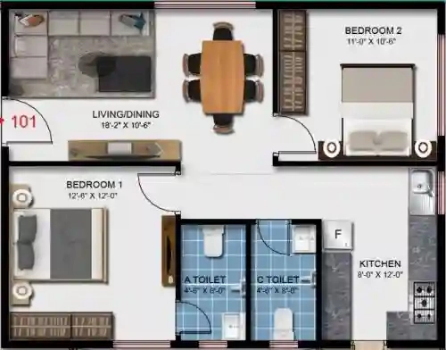 2 BHK Flat in Nithya Sunshine in Kalyan Nagar, Bangalore - Image 928547