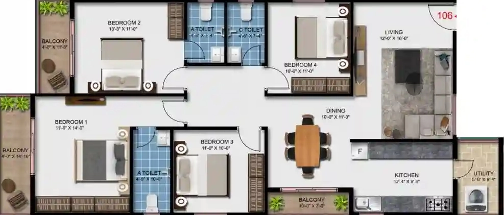 4 BHK Flat in Nithya Sunshine in Kalyan Nagar, Bangalore - Image 928553