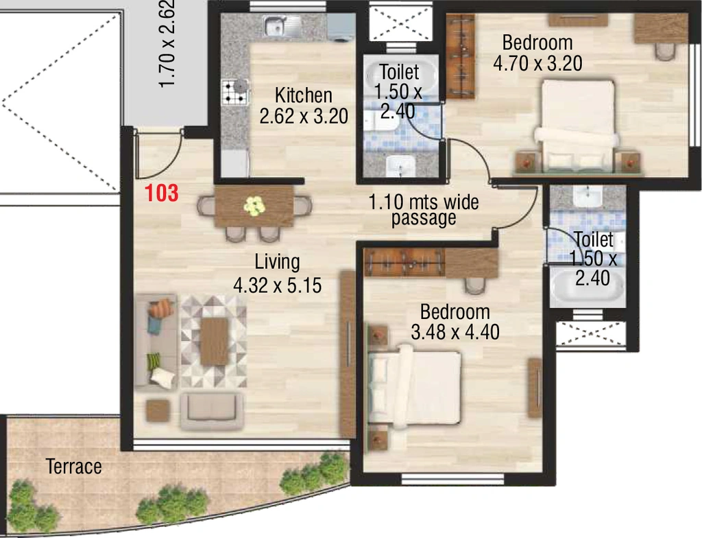 2 BHK Flat in Terra Horizon 14 in Bambolim, Goa - Image 928555