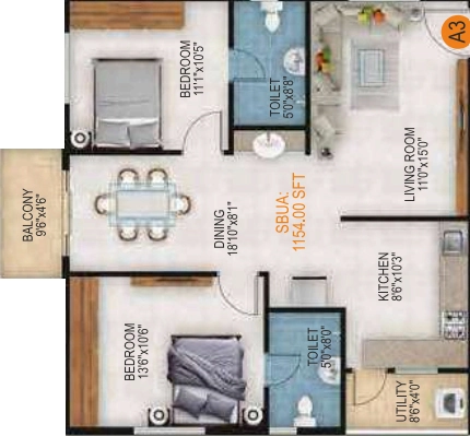 2 BHK Flat in Virtue Sree Urban Pinnacle in Yelahanka, Bangalore - Image 928558