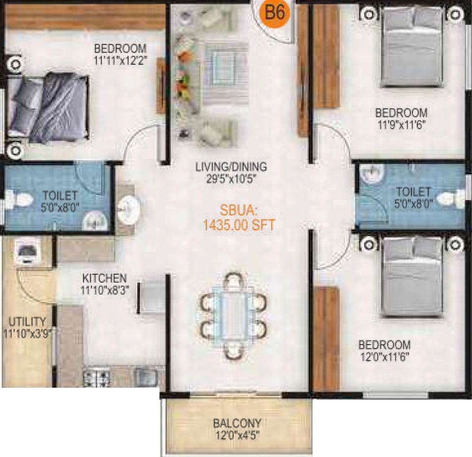 3 BHK Flat in Virtue Sree Urban Pinnacle in Yelahanka, Bangalore - Image 928559
