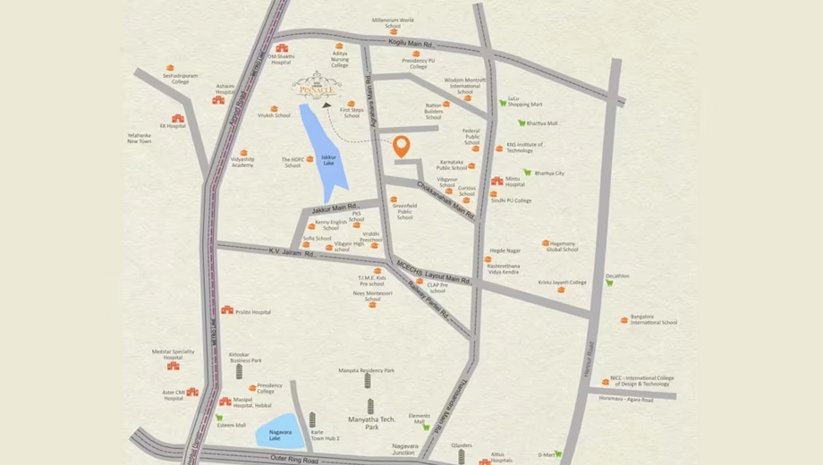 Location of Virtue Sree Urban Pinnacle in Yelahanka, Bangalore - Image 428690
