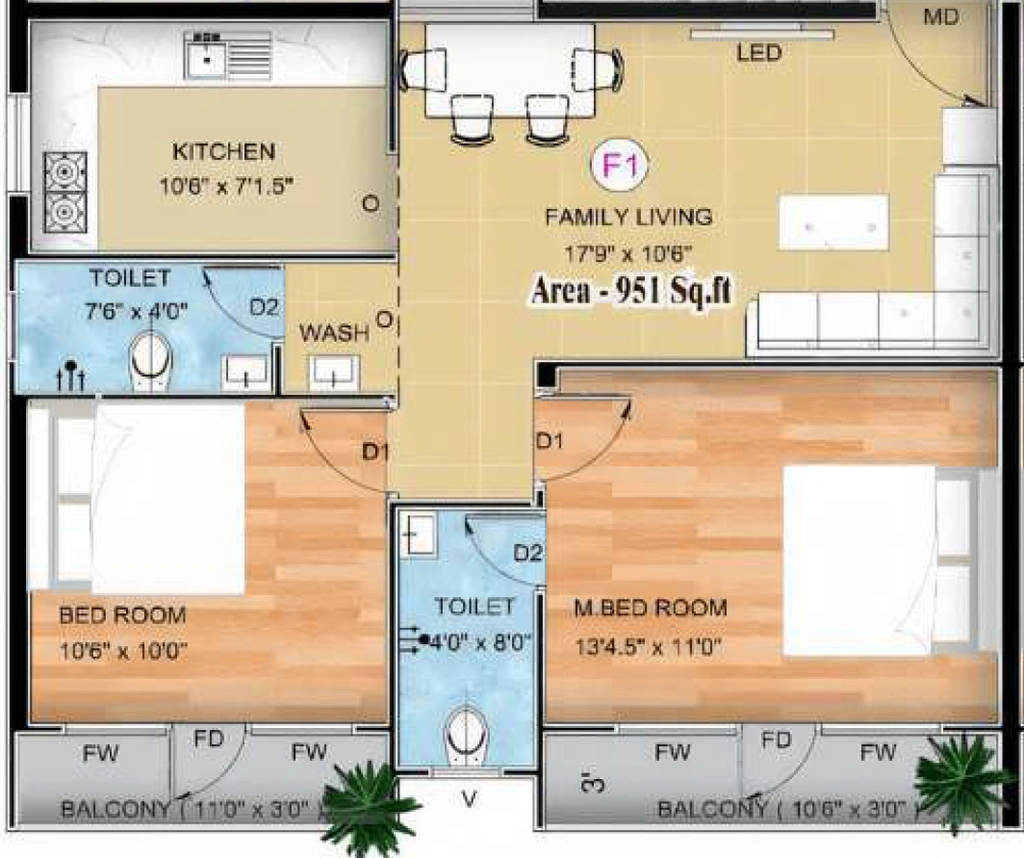 2 BHK Flat in Keerthi Raja Palace in Pallikaranai, Chennai - Image 928563