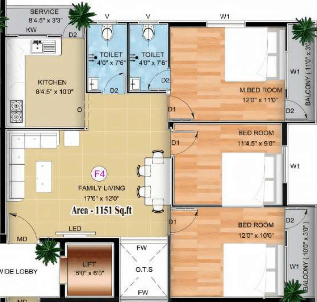 3 BHK Flat in Keerthi Raja Palace in Pallikaranai, Chennai - Image 928566