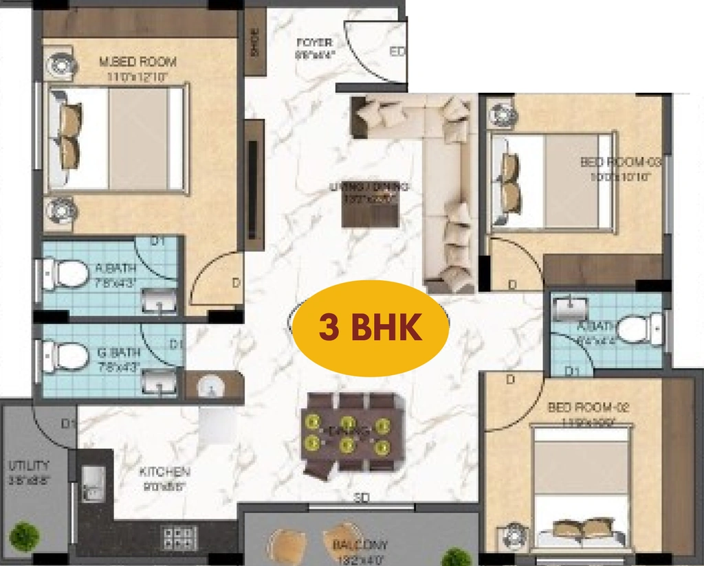 3 BHK Flat in Vaishnavi Mane in JP Nagar Phase 8, Bangalore - Image 928568