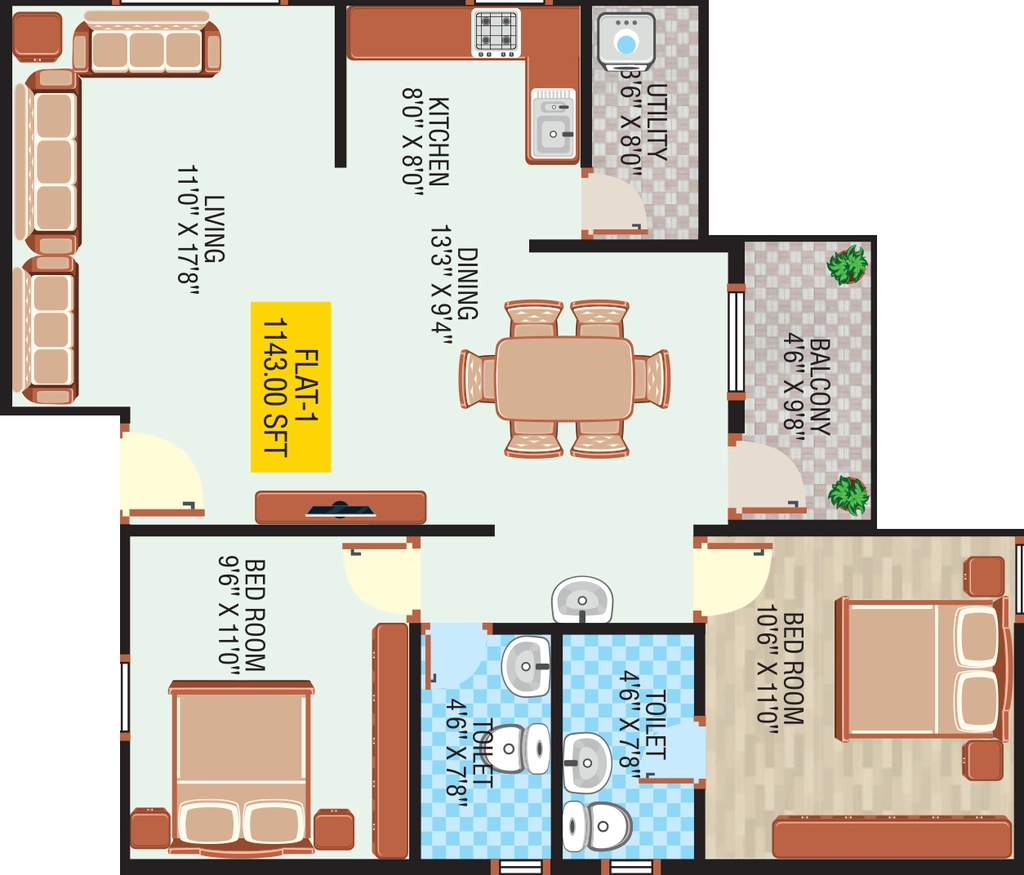 2 BHK Flat in K&T Sai Swastik in Electronic City, Bangalore - Image 928580