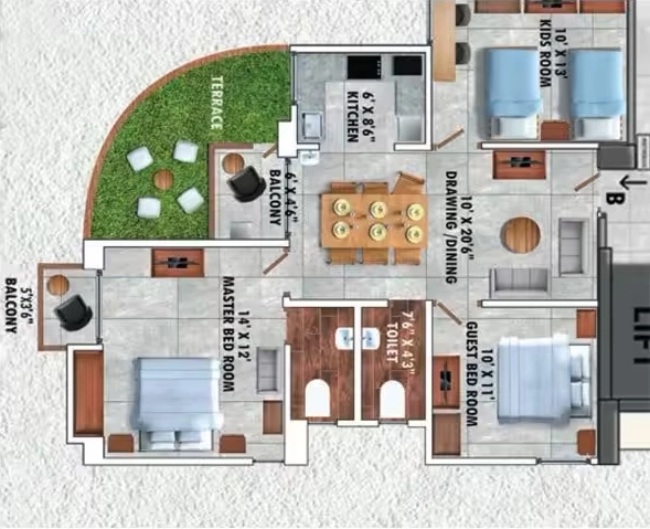 3 BHK Flat in Protech Paradise in Kahilipara, Guwahati - Image 928680