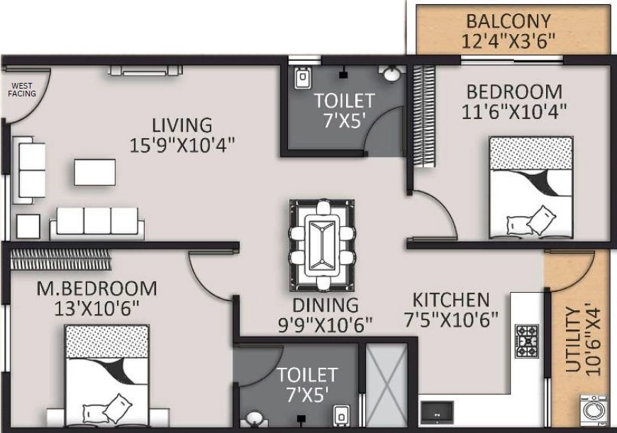 2 BHK Flat in Global Edifice Orlean in Electronic City, Bangalore - Image 928593