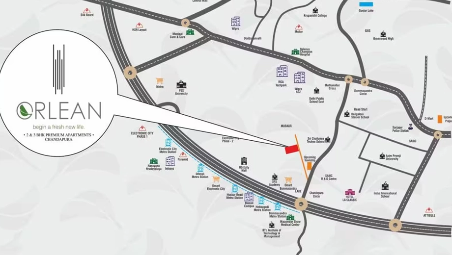 Location of Global Edifice Orlean in Electronic City, Bangalore - Image 428767