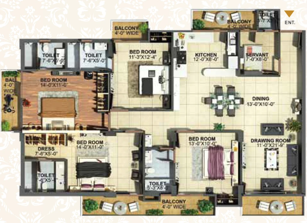 4 BHK Flat in Golden Arcadia Hillocks in Mussoorie Road, Dehradun - Image 928613