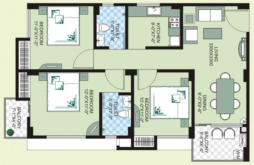 3 BHK Flat in Agrim Vista in Dharapur, Guwahati - Image 928723