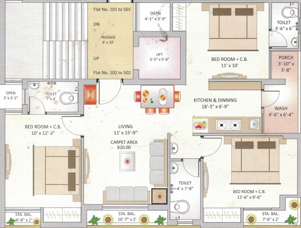 3 BHK Flat in Akshar Riddhi Siddhi Flats in Raiya, Rajkot - Image 928612