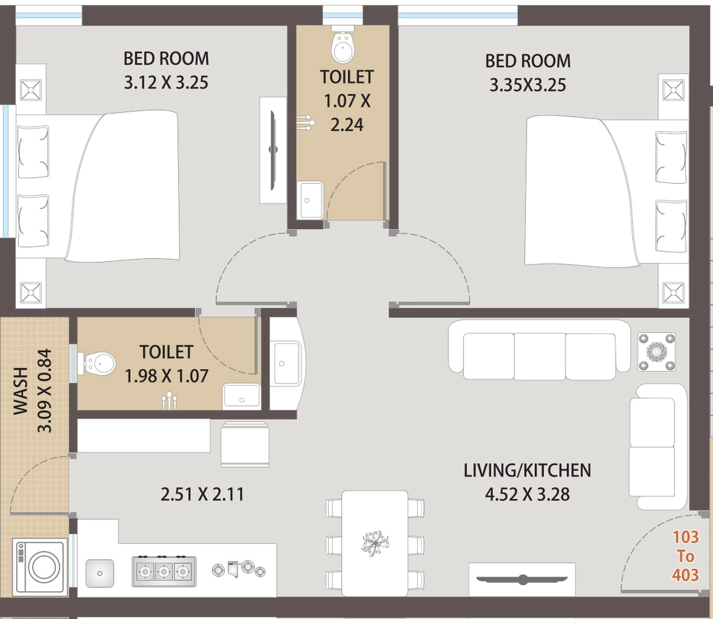 2 BHK Flat in Anashin Shivansh Apartment in Raiya, Rajkot - Image 928614