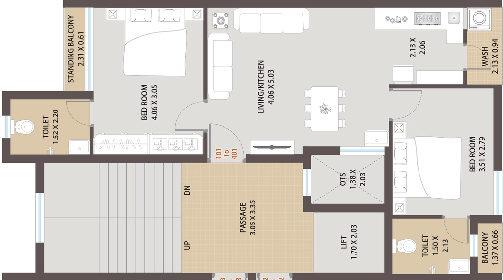 2 BHK Flat in Anashin Shivansh Apartment in Raiya, Rajkot - Image 928615
