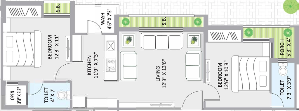 2 BHK Flat in Arham Golden Leaf Apartment in Raiya, Rajkot - Image 928616