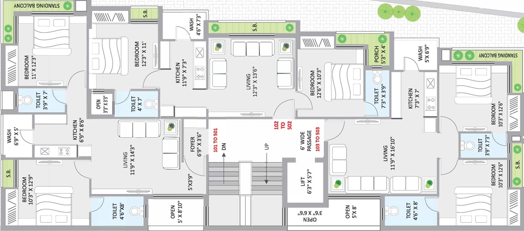 Floor Plan of Arham Golden Leaf Apartment in Raiya, Rajkot - Image 428830