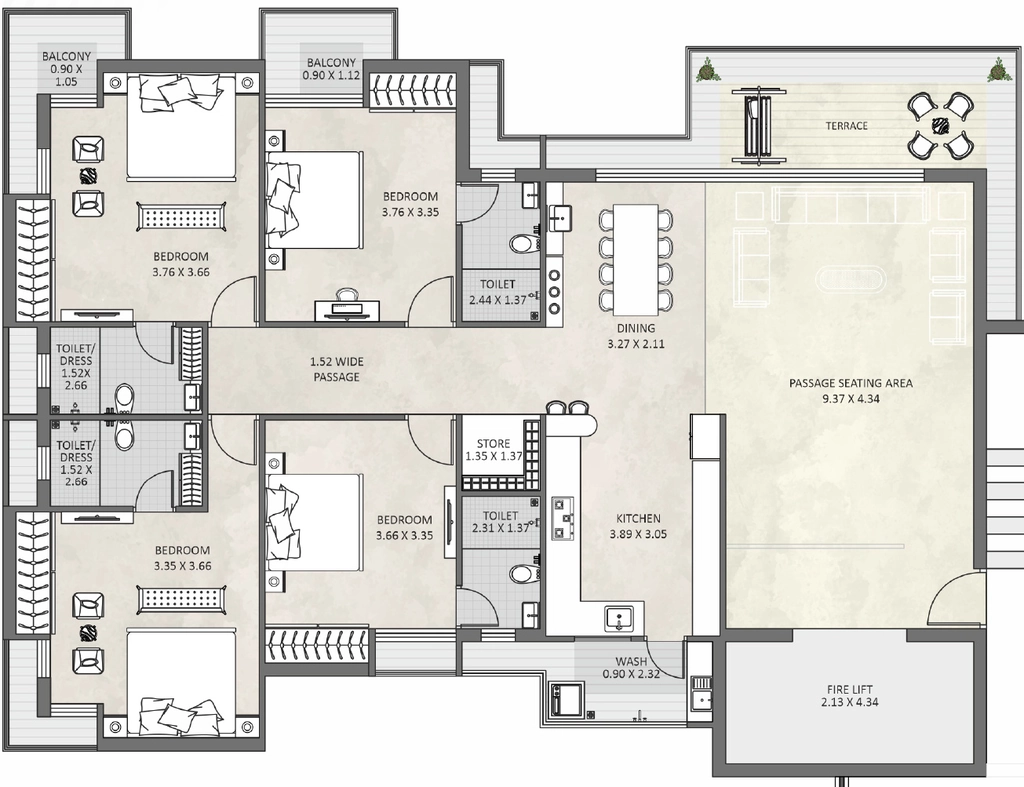4 BHK Flat in Class One Evoq in Raiya, Rajkot - Image 928621