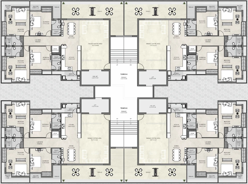 Floor Plan of Class One Evoq in Raiya, Rajkot - Image 428849