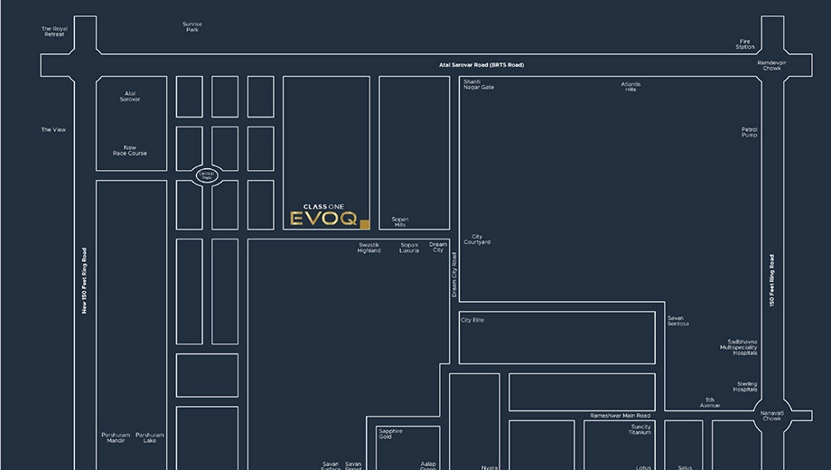 Location of Class One Evoq in Raiya, Rajkot - Image 428847