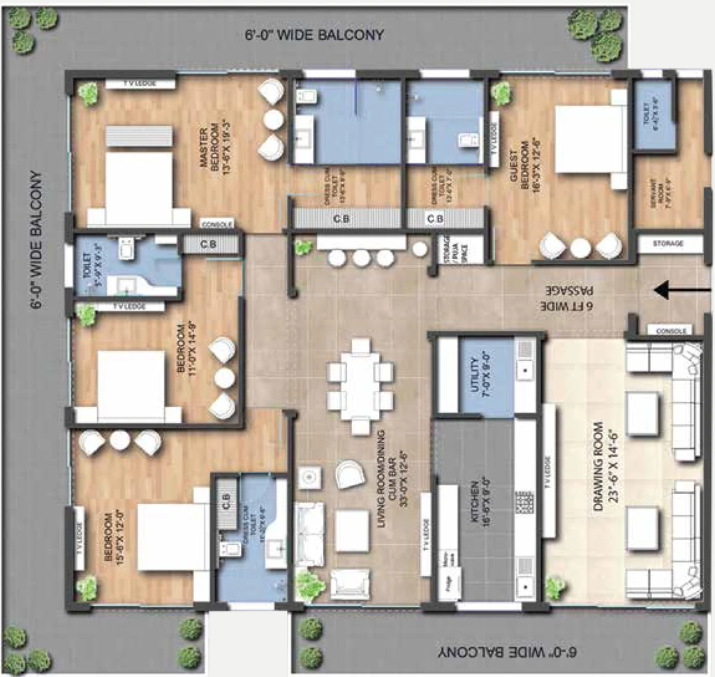 4 BHK Flat in AMD Broad Leaf Apartments in Dalanwala, Dehradun - Image 928627