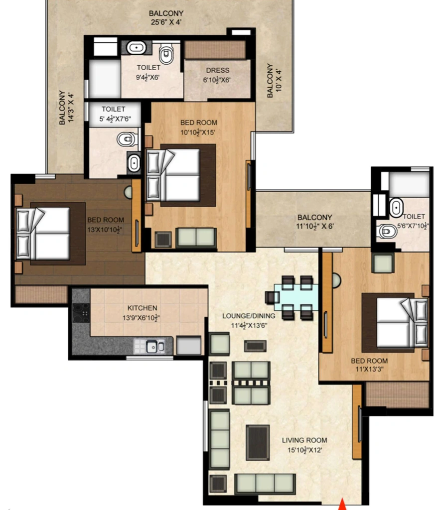 3 BHK Flat in Disha Pinnacle Residency in Jakhan, Dehradun - Image 928638