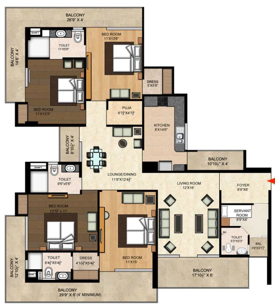 4 BHK Flat in Disha Pinnacle Residency in Jakhan, Dehradun - Image 928639