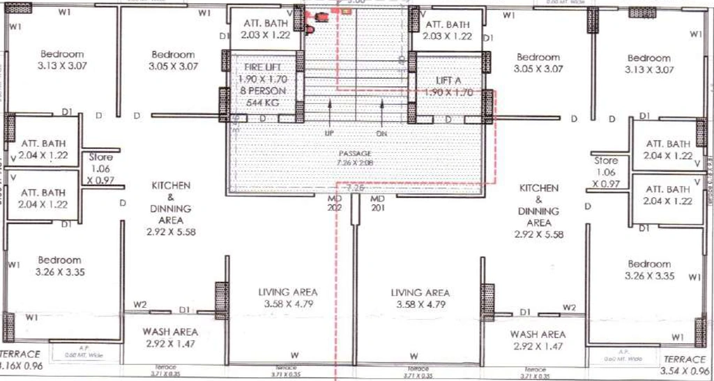 Floor Plan of Raviratna Heights in Raiya, Rajkot - Image 429011
