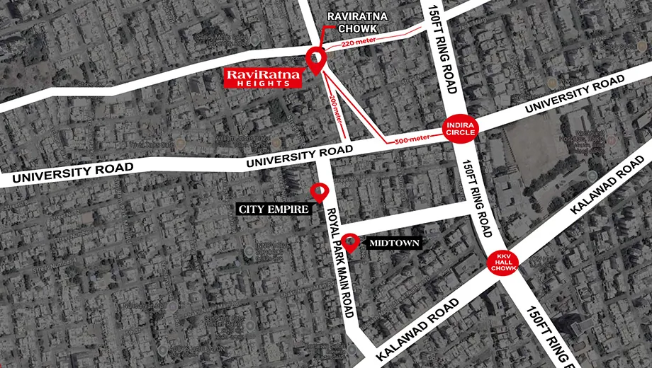 Location of Raviratna Heights in Raiya, Rajkot - Image 429009