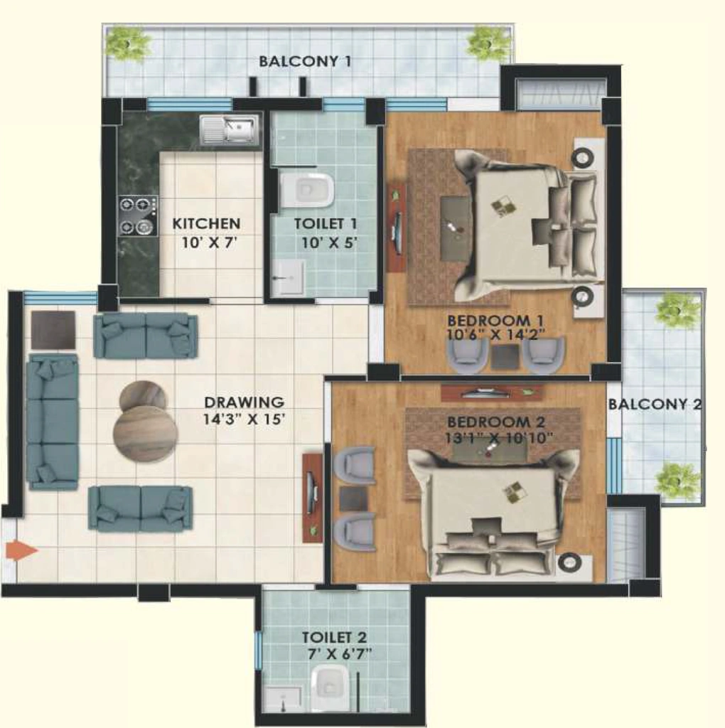 2 BHK Flat in DD Doon Boulevard in Mussoorie Road, Dehradun - Image 928670