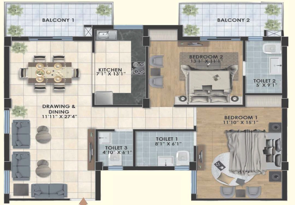2 BHK Flat in DD Doon Boulevard in Mussoorie Road, Dehradun - Image 928674
