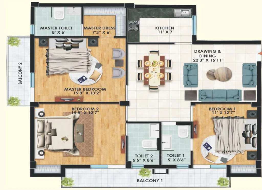 3 BHK Flat in DD Doon Boulevard in Mussoorie Road, Dehradun - Image 928675