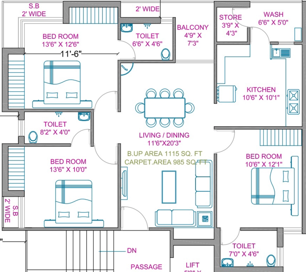 3 BHK Flat in Rukmani Apartment in Raiya, Rajkot - Image 928676