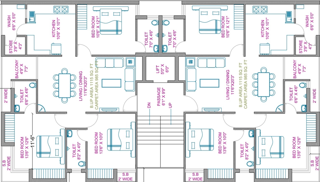 Floor Plan of Rukmani Apartment in Raiya, Rajkot - Image 429048