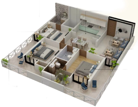 3 BHK Flat in Gemini Oakwood Apartments in Chakrata Road, Dehradun - Image 928683