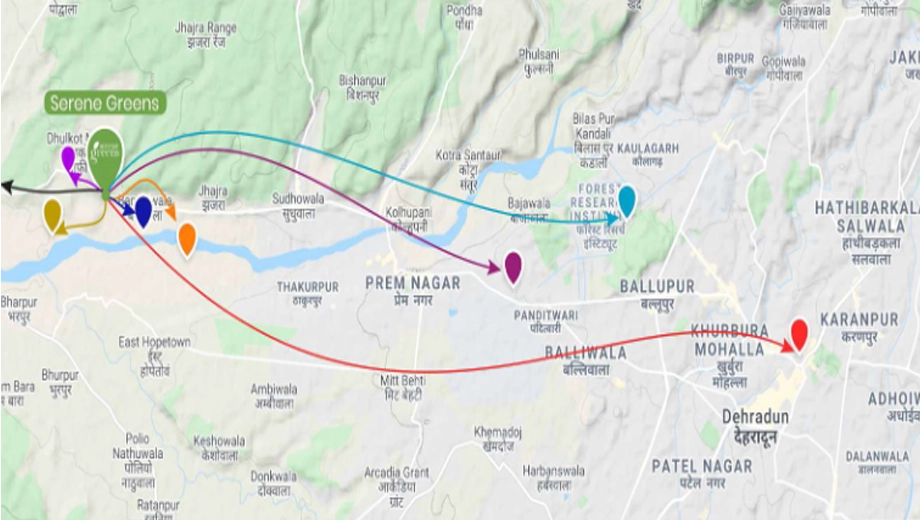Location of Gemini Oakwood Apartments in Chakrata Road, Dehradun - Image 429073