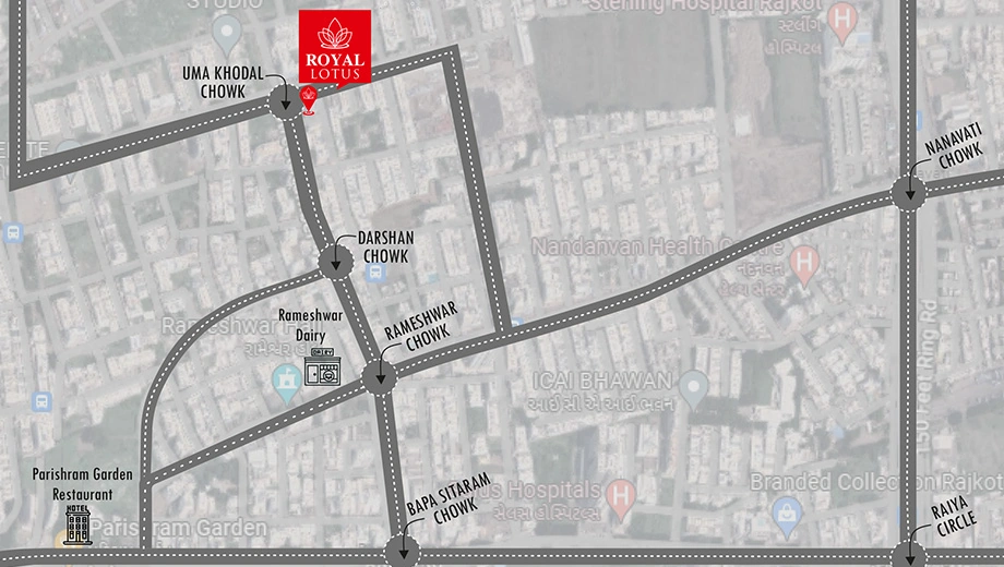 Location of Shivam Royal Lotus in Raiya, Rajkot - Image 429116