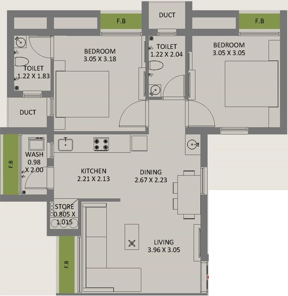 2 BHK Flat in Sopan Heights in Raiya, Rajkot - Image 928706