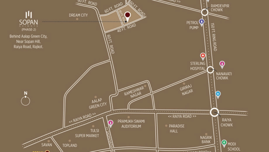 Location of Sopan Heights in Raiya, Rajkot - Image 429136