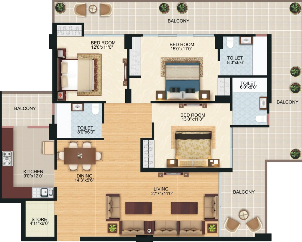 3 BHK Flat in Incentive The Solitaire Vista in GMS Road, Dehradun - Image 928717