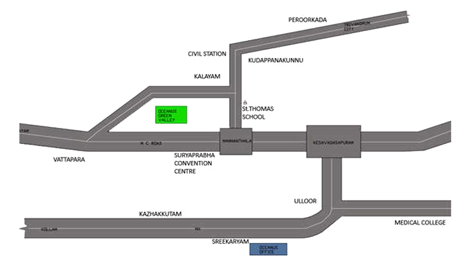 Location of Sagara Greenhills in Mannanthala, Thiruvananthapuram - Image 429409