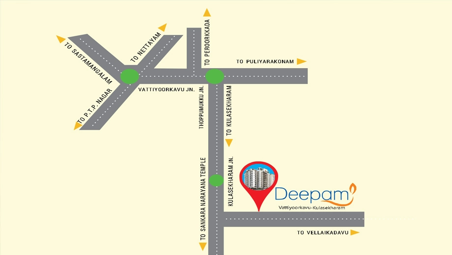 Location of Vfive Deepam in Vattiyoorkavu, Thiruvananthapuram - Image 429543