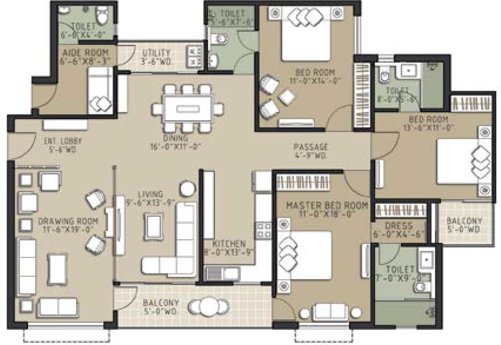 3 BHK Flat in Sara Park Belles in Mussoorie Road, Dehradun - Image 928753