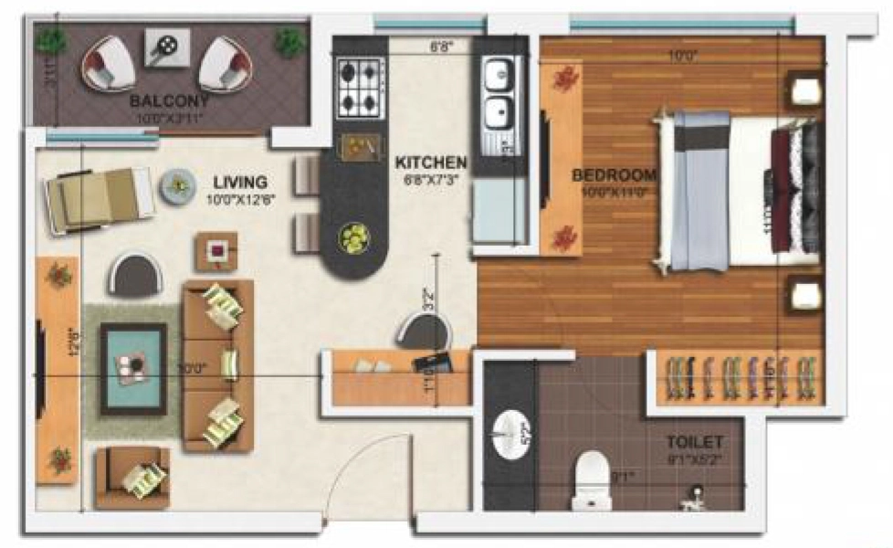 1 BHK Flat in Pushpanjali Orchid Park in Rajpur Road, Dehradun - Image 928757