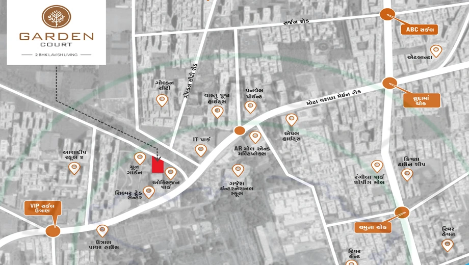 Location of Fortuna Garden Court in Uttran, Surat - Image 429285