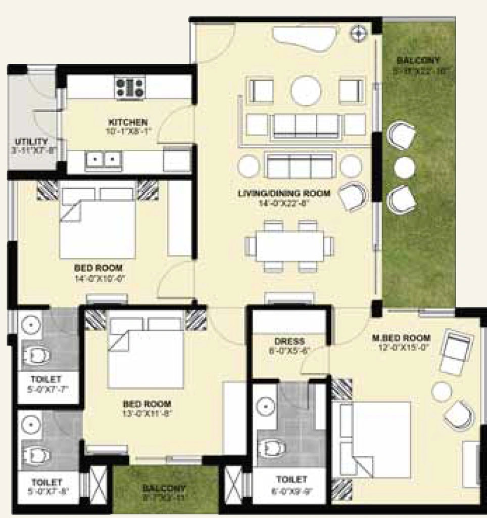 3 BHK Flat in Queenstown in Canal Road, Dehradun - Image 928765