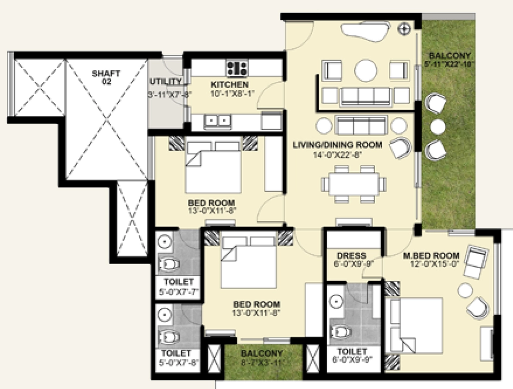 3 BHK Flat in Queenstown in Canal Road, Dehradun - Image 928767