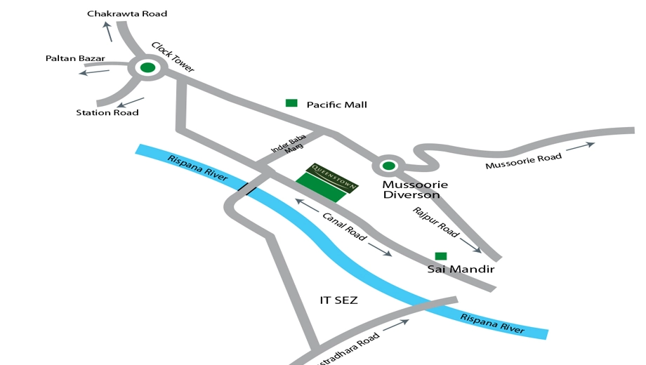 Location of Queenstown in Canal Road, Dehradun - Image 429314